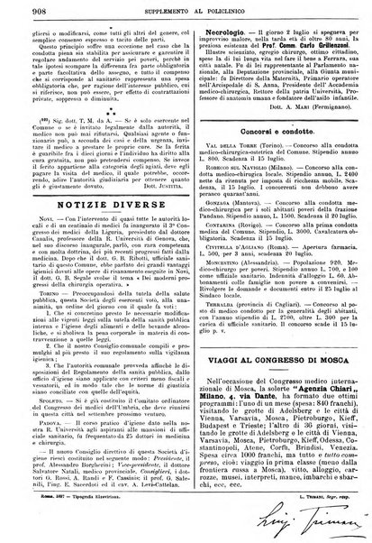 Supplemento al policlinico periodico di medicina, chirurgia ed igiene