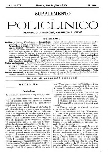 Supplemento al policlinico periodico di medicina, chirurgia ed igiene