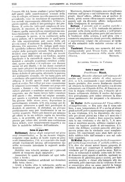 Supplemento al policlinico periodico di medicina, chirurgia ed igiene