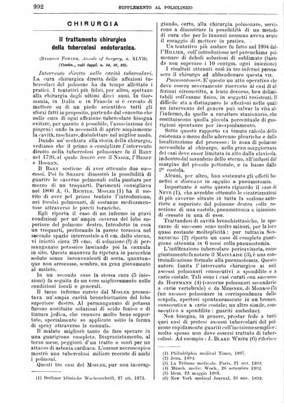 Supplemento al policlinico periodico di medicina, chirurgia ed igiene