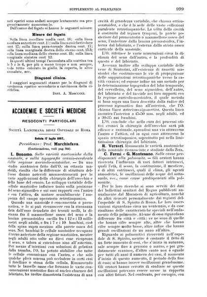 Supplemento al policlinico periodico di medicina, chirurgia ed igiene