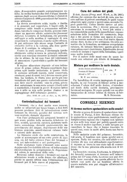 Supplemento al policlinico periodico di medicina, chirurgia ed igiene