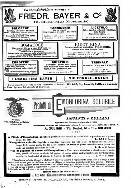 Supplemento al policlinico periodico di medicina, chirurgia ed igiene