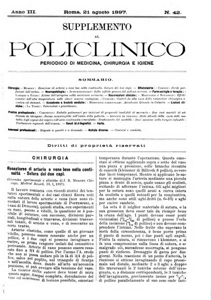 Supplemento al policlinico periodico di medicina, chirurgia ed igiene