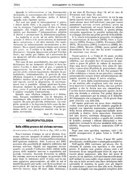 Supplemento al policlinico periodico di medicina, chirurgia ed igiene