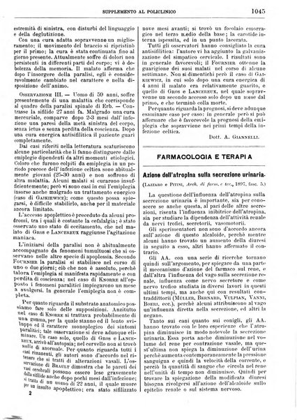 Supplemento al policlinico periodico di medicina, chirurgia ed igiene