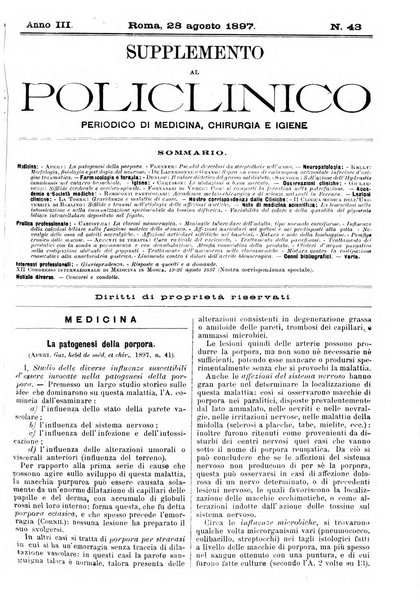 Supplemento al policlinico periodico di medicina, chirurgia ed igiene