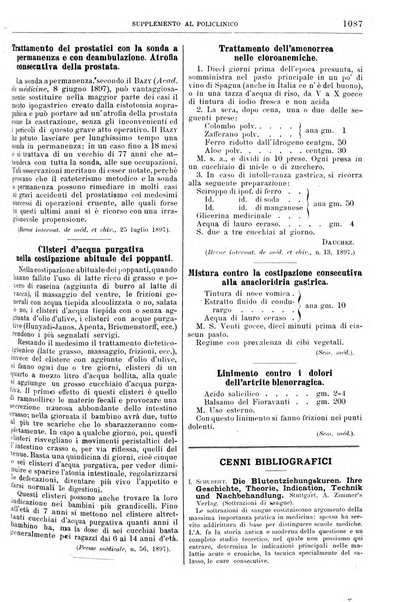 Supplemento al policlinico periodico di medicina, chirurgia ed igiene