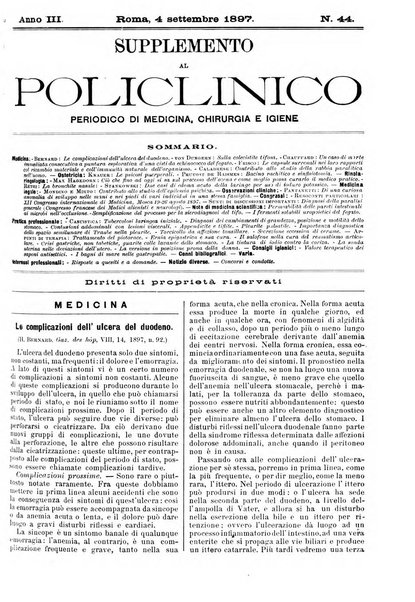 Supplemento al policlinico periodico di medicina, chirurgia ed igiene