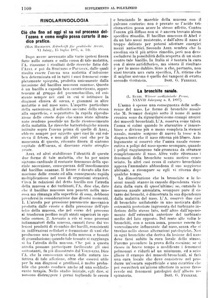 Supplemento al policlinico periodico di medicina, chirurgia ed igiene