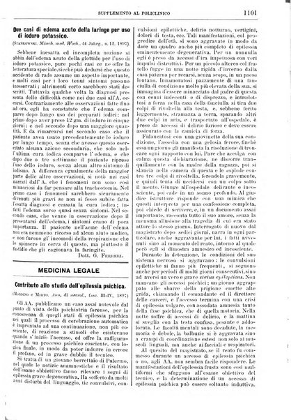 Supplemento al policlinico periodico di medicina, chirurgia ed igiene