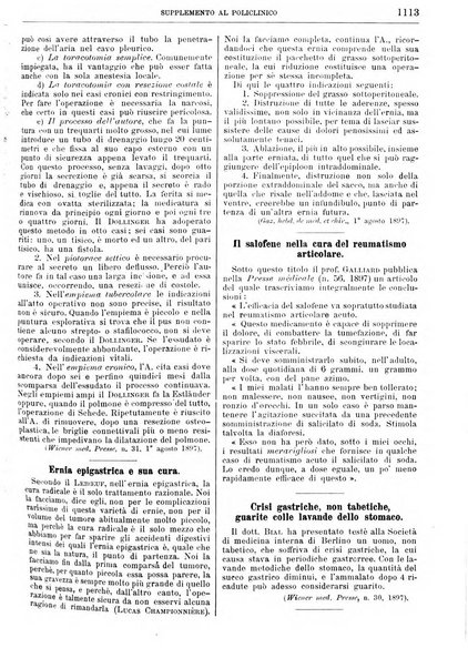 Supplemento al policlinico periodico di medicina, chirurgia ed igiene