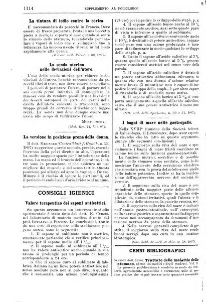 Supplemento al policlinico periodico di medicina, chirurgia ed igiene