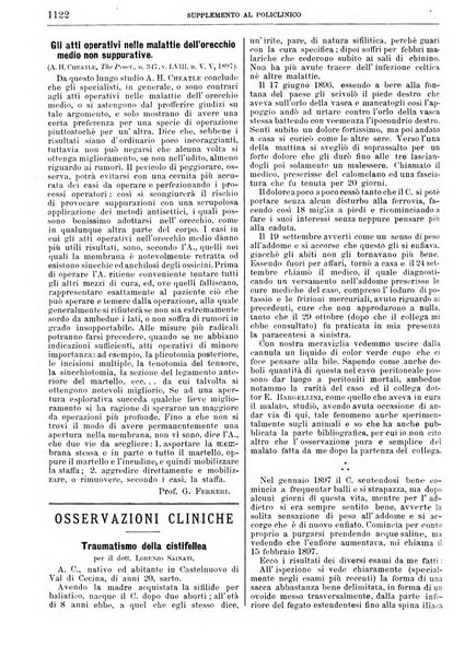 Supplemento al policlinico periodico di medicina, chirurgia ed igiene