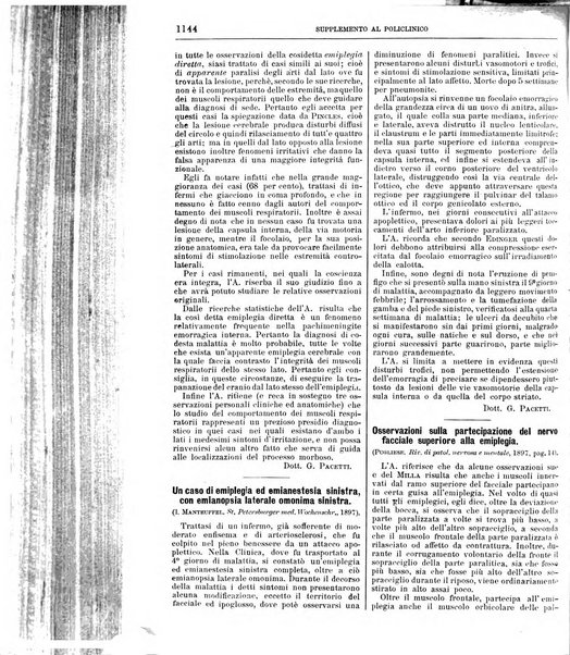 Supplemento al policlinico periodico di medicina, chirurgia ed igiene