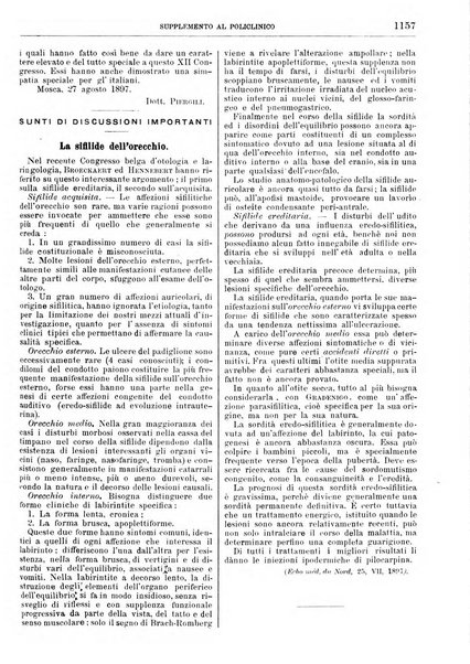 Supplemento al policlinico periodico di medicina, chirurgia ed igiene