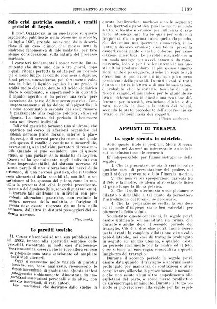 Supplemento al policlinico periodico di medicina, chirurgia ed igiene