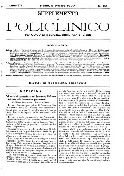 Supplemento al policlinico periodico di medicina, chirurgia ed igiene