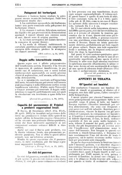 Supplemento al policlinico periodico di medicina, chirurgia ed igiene