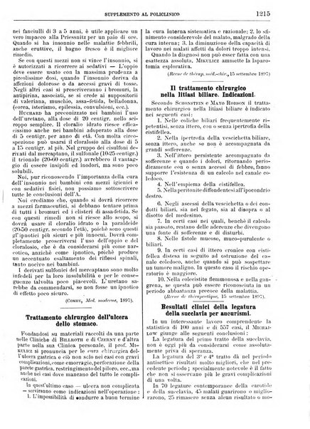 Supplemento al policlinico periodico di medicina, chirurgia ed igiene