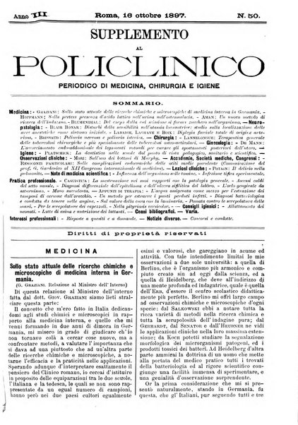 Supplemento al policlinico periodico di medicina, chirurgia ed igiene