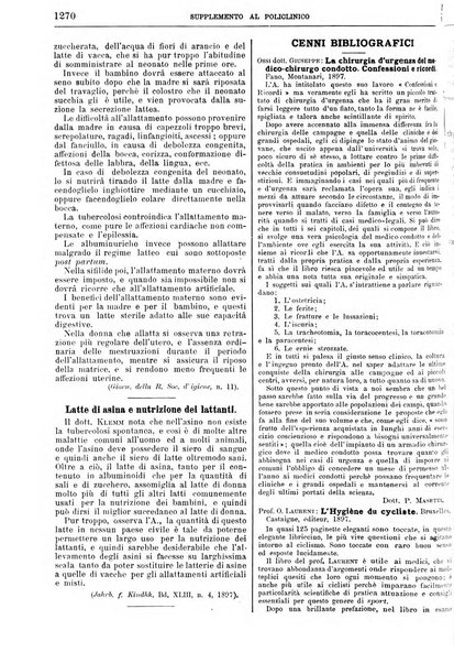 Supplemento al policlinico periodico di medicina, chirurgia ed igiene