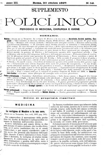 Supplemento al policlinico periodico di medicina, chirurgia ed igiene