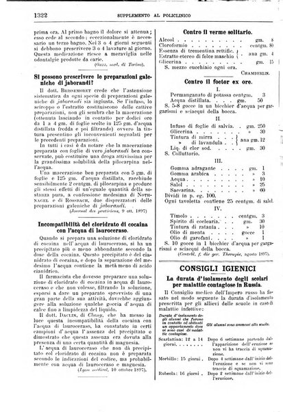 Supplemento al policlinico periodico di medicina, chirurgia ed igiene