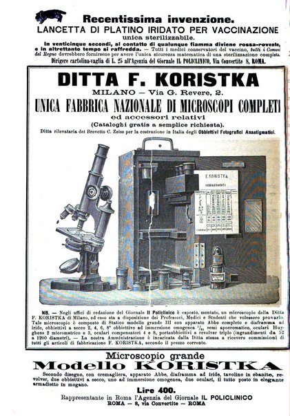 Supplemento al policlinico periodico di medicina, chirurgia ed igiene