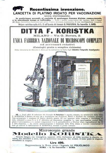 Supplemento al policlinico periodico di medicina, chirurgia ed igiene