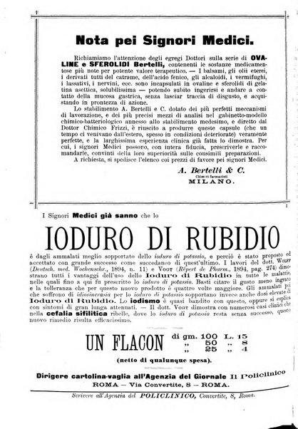 Supplemento al policlinico periodico di medicina, chirurgia ed igiene