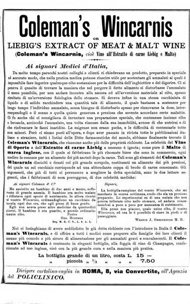 Supplemento al policlinico periodico di medicina, chirurgia ed igiene