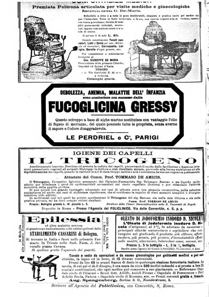 Supplemento al policlinico periodico di medicina, chirurgia ed igiene