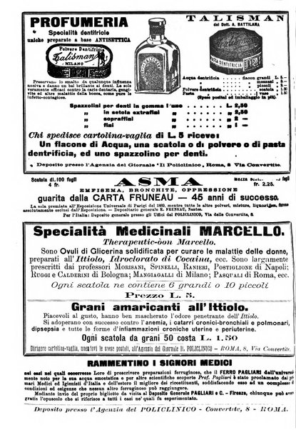 Supplemento al policlinico periodico di medicina, chirurgia ed igiene