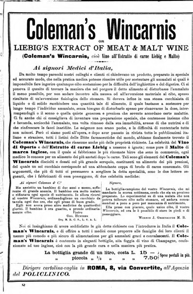 Supplemento al policlinico periodico di medicina, chirurgia ed igiene