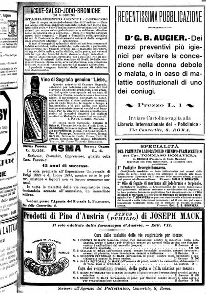 Supplemento al policlinico periodico di medicina, chirurgia ed igiene