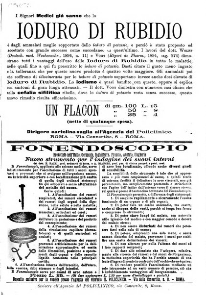 Supplemento al policlinico periodico di medicina, chirurgia ed igiene