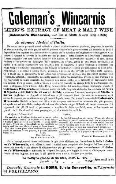 Supplemento al policlinico periodico di medicina, chirurgia ed igiene