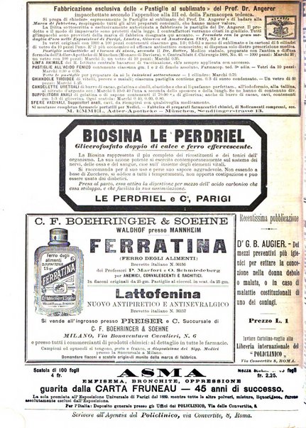 Supplemento al policlinico periodico di medicina, chirurgia ed igiene