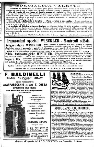 Supplemento al policlinico periodico di medicina, chirurgia ed igiene