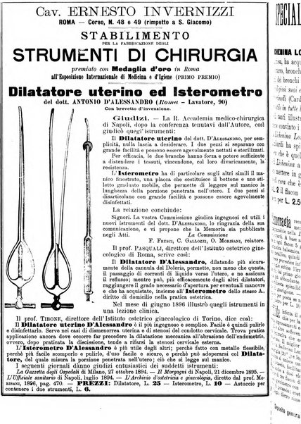 Supplemento al policlinico periodico di medicina, chirurgia ed igiene