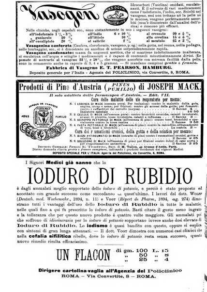 Supplemento al policlinico periodico di medicina, chirurgia ed igiene