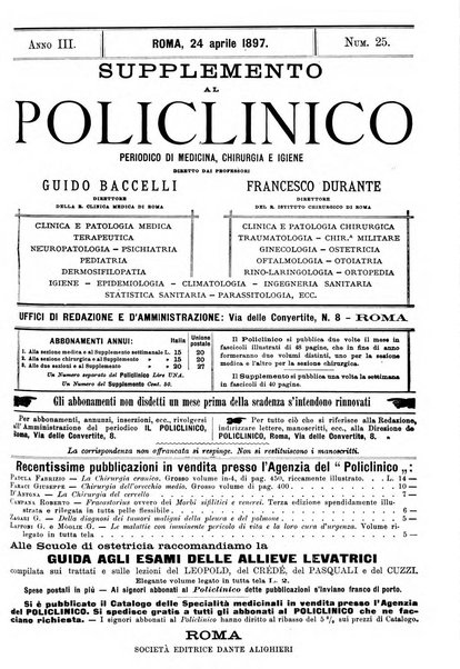 Supplemento al policlinico periodico di medicina, chirurgia ed igiene