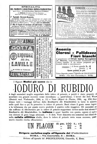 Supplemento al policlinico periodico di medicina, chirurgia ed igiene