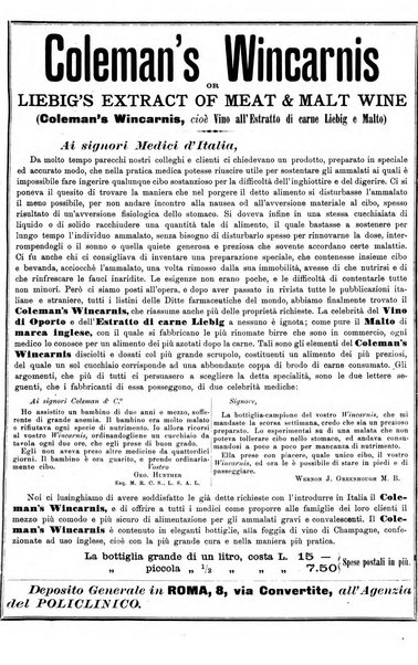 Supplemento al policlinico periodico di medicina, chirurgia ed igiene