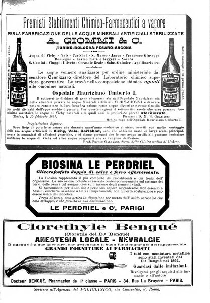 Supplemento al policlinico periodico di medicina, chirurgia ed igiene