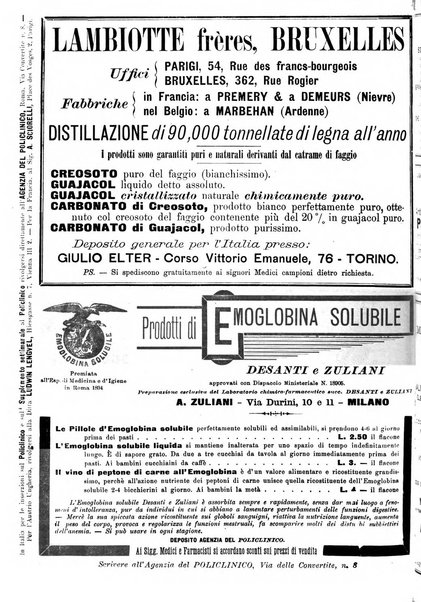 Supplemento al policlinico periodico di medicina, chirurgia ed igiene