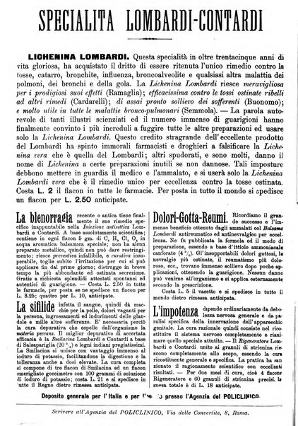 Supplemento al policlinico periodico di medicina, chirurgia ed igiene