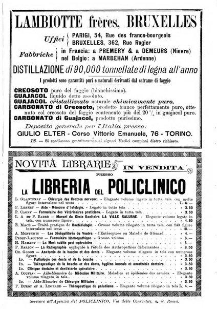 Supplemento al policlinico periodico di medicina, chirurgia ed igiene