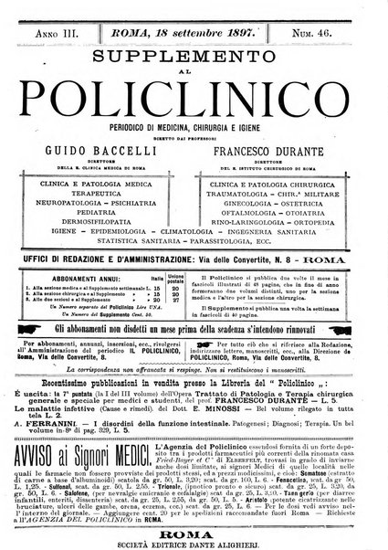 Supplemento al policlinico periodico di medicina, chirurgia ed igiene